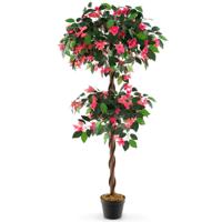 150 cm Kunstmatige Bougainvillea Kunstbloemenboom 252 Bloemen 630 Bladeren Echt Houten Stam Hoge Nepplant in Pot