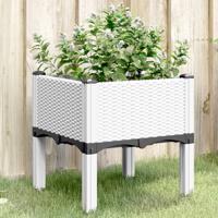 VidaXL Plantenbak met poten 40x40x42 cm polypropeen wit