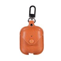 PU lederen draadloze Bluetooth oortelefoon beschermende case voor Apple AirPods 1/2 met metalen gesp (licht bruin)