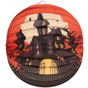 Lampion Halloween thema spookhuis - ronde - dia 25 cm - papier