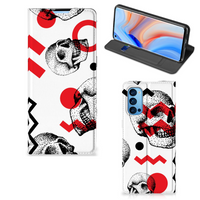 Mobiel BookCase OPPO Reno4 Pro 5G Skull Red - thumbnail