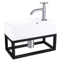 Differnz Force fonteinset keramiek - kraan kruis - met handdoekrek - 40 x 22 x 11.5 cm - chroom