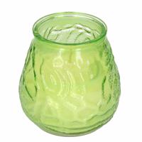 Windlicht geurkaars - groen glas - 48 branduren - citrusgeur - thumbnail