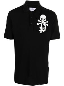 Philipp Plein polo Skull & Bones en piqué - Noir