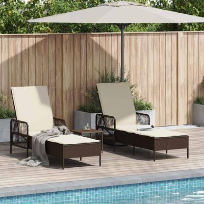 Ligbed met kussen 2 pcs Bruin 35 x 35 x 32cm poly rattan