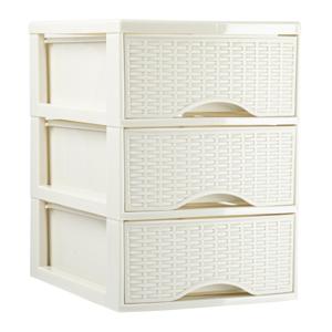 Ladeblokje/bureau organizer met 3x lades - creme wit - L18 x B25 x H25 cm - plastic