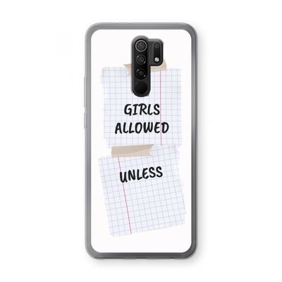 No Girls Allowed Unless: Xiaomi Redmi 9 Transparant Hoesje