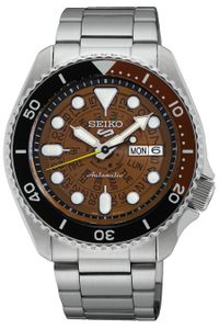 Seiko SRPJ47K1 5 Sports Horloge Automatic staal zilverkleurig-bruin 42,5 mm