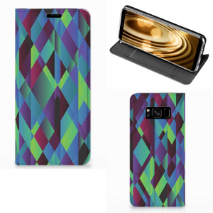 Samsung Galaxy S8 Stand Case Abstract Green Blue