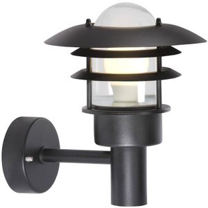 Voordeur verlichting wandlamp zwart 'Lonstrup 22' Nordlux E27 fitting IP44