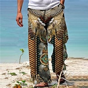 Voor heren Broek Zomerbroek Strandbroeken Boho-broek Zak Trekkoord Elastische taille Grafische prints Comfort Ademend Casual Dagelijks Feestdagen Streetwear Ontwerper Marineblauw blauw Lightinthebox