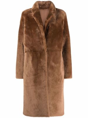 Yves Salomon manteau réversible en peau d'agneau - Marron