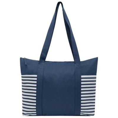 Strandtas met streepmotief - blauw/wit - 44 x 31 cm - Strandartikelen beach bags