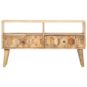 The Living Store Houten Tv-meubel - Massief mangohout - 90 x 30 x 50 cm - Handgemaakt