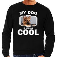 Duitse herder honden sweater / trui my dog is serious cool zwart voor heren - thumbnail