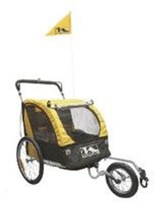 Kinderwagen met loopwiel - inklapbaar, 20 inch wielen, handrem, 2 kinderen, max 50 kg