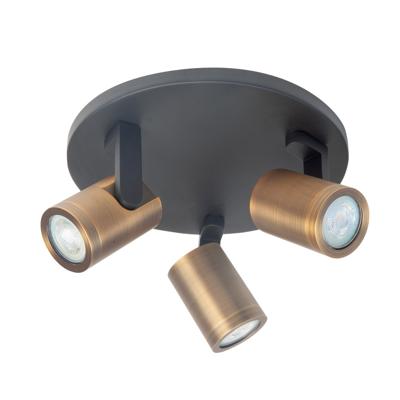 Highlight OpbouwspotHalo Spot zwart met koper brons 3-lichts rond - S7147.32