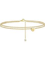 strand Dubbele Keten Hart Brief Enkelbandje - thumbnail