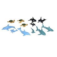 12x Plastic zeedieren/oceaan dieren famile speelfiguren - thumbnail