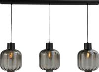 Masterlight EetkamerlampLett lll 28 3-lichts zwart met smoke glas - 2161-05-05-28-130-3