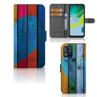 Motorola Moto E13 4G | Book Style Case | Wood Heart - Cadeau voor je Vriend