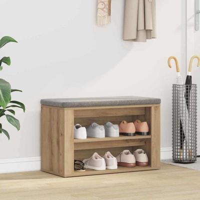 Schoenenrek met plank artisanaal eikenkleurig 75 x 35 x 45 cm