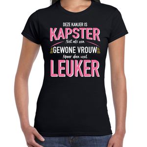 Gewone vrouw / kapster cadeau t-shirt zwart voor dames