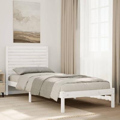 Bedframe extra lang zonder matras massief hout wit 90x220 cm