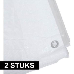2x Witte afdekzeilen / dekzeilen 5 x 6 meter