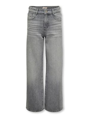 Kids ONLY winter jeansbroek meisjes - grijs - KogCobain - wide leg fit, glitter steentjes