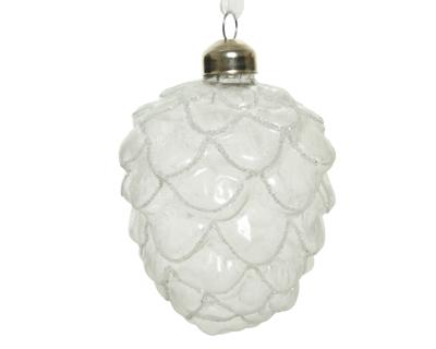 Ornament dennenappel glas d7h10 cm frost KSD - Ksd