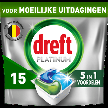 Dreft Platinum All In One Vaatwastabletten, Original, 15 Capsules bij Jumbo