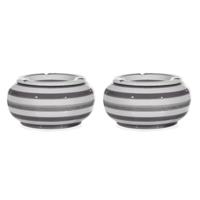 Grote stormasbak - 2x - grijs/wit gestreept - 23 cm - dolomiet - Rookwaren toebehoren