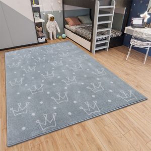 Vloerkleed Kids Crown - 160x235 cm - Grijs - 123vloerkleed.nl is de online webshop voor vloerkleden en woonaccessoires.
