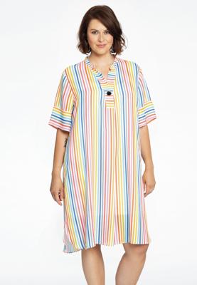 Yoek Jurk grandad kraag RAINBOW | Wit | Maat 50/52