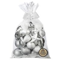 Kerstballen en ornamenten - 30x - kunststof - zilver - in giftbag