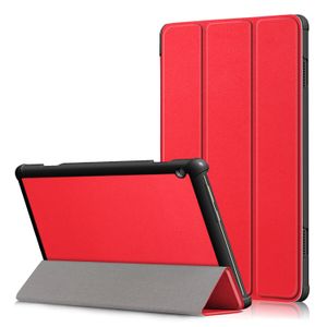 Lunso - Lenovo Tab M10 Gen 1 - Tri-Fold Bookcase hoes - Rood