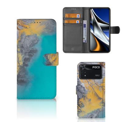 Xiaomi Poco X4 Pro 5G | Bookcase | Marble Blue Gold