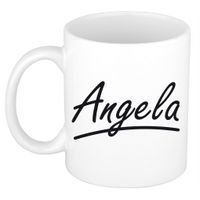 Naam cadeau mok / beker Angela met sierlijke letters 300 ml - thumbnail