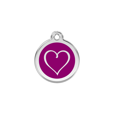 Tribal Heart Purple roestvrijstalen hondenpenning small/klein dia. 2 cm - Reddingo