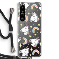 Rainbow Unicorn: Sony Xperia 1 III Transparant Hoesje met koord