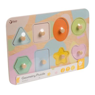 Classic World houten noppelpuzzel vormen, 8st.