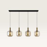 Hanglamp Xirena ambra IV - Vier bollen van amberkleurig glas met een gebalanceerd effect - Zonder lichtbron