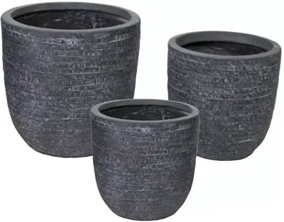 Mcollections Bloempot Utah Egg - 39 x 38 cm - Clayfibre - Grafiet