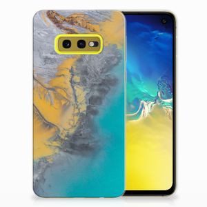 Samsung Galaxy S10e TPU Siliconen Hoesje Marble Blue Gold