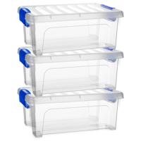 Multi Storage Opslagbox met deksel - 3x - transparant - 8 liter - 36 x 25 x 14 cm - kunststof