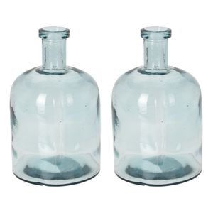 H&S Collection Bloemenvaas Umbrie - 2x - Gerecycled glas - transparant - D15 x H24 cm