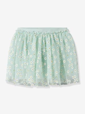 Korte rok voor meisjes van tule met bloemenmotief NAME IT lichtgroen