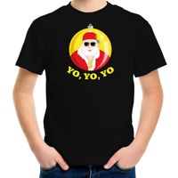 Kerst t-shirt voor kinderen - Kerstman - zwart - Yo Yo Yo - thumbnail