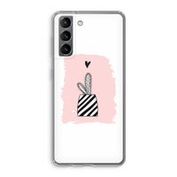 Zwart-wit cactus: Samsung Galaxy S21 Transparant Hoesje